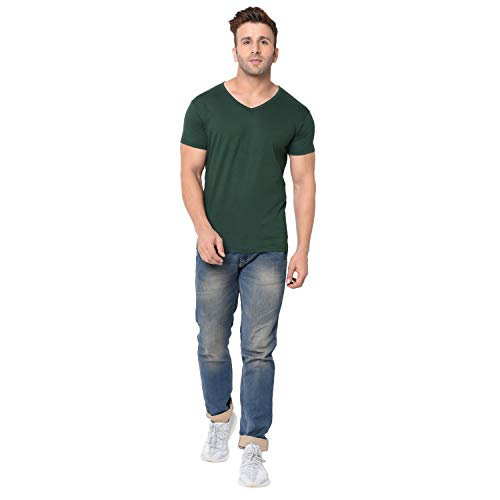 Image of Men's Cotton Blend Half Sleeve V Neck Tshirt