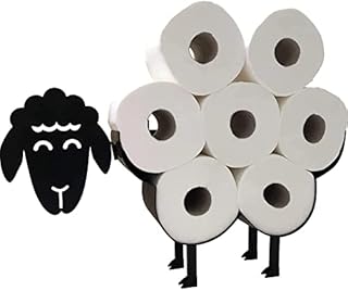 Sheep Toilet Paper Holder, Black Metal Wall Mounted Toilet Paper Stand, Bathroom Tissue Storage, Metal Sheep Roll Paper Rack, Toilet Paper Storage for 7 Rolls
