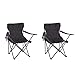 Baroni Home Sedia Campeggio Pieghevole da Esterno Giardino, Poltrona Campeggio Impermeabile, Sedia Camping Portatile, Seduta da Spiaggia e Pesca con Porta bibite 50x50x80 cm, Set 2 Nero