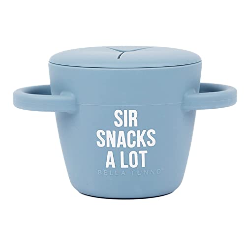 Image of BELLA TUNNO Happy Snacker – Spill Proof Snack Cups for Toddlers and Babies, Snack Containers Made from Silicone BPA Free, Soft Opening & Removable Lid (Sir Snacks A lot)