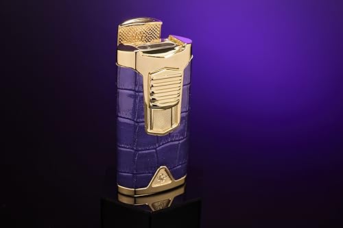 Encendedor Statesman by Rocky Patel con llama triple y cubierta de cuero miniatura 6