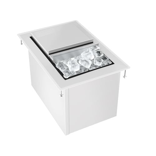 HARDURA Drop-in Stainless Steel Ice Bin Commercial Insulated Ice Chest with Sliding Cover for Storing Ice Cold Wine Beer