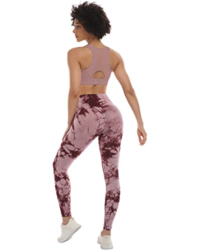 Chrleisure 3 Piece Butt Lifting Leggings For Women, Gym Workout Scrunch Butt Seamless Yoga Leggings (3Packs Tie Dye, L) #TOP3