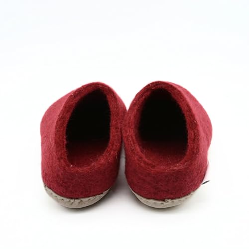 Handmade Maroon Slippers, Indoor Slippers, Wool Slip Ons, Slipper For Women And Men, Adult Unisex Slide4
