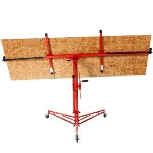 Bananaww Elevador pladur 13 Ft Capacidad 150 lbs con Brazo telescópico Giratorio 360°, Ruedas bloqueables y cabrestante Freno para instalación Techo y Pared Inclinada por una Sola