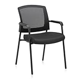 CLATINA Office Reception Guest Chair Mesh Back Stacking with Ergonomic Lumbar Support and Thickened Seat Cushion for Waiting Conference Room Black