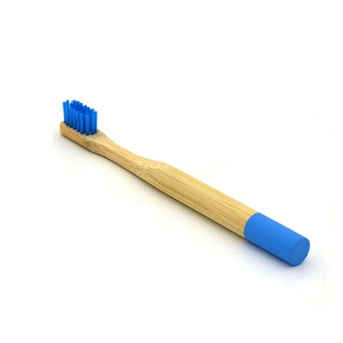 Healeved Natural Toothbrush with Handle and Soft Bristles Wooden Toothbrush for Includes Storage Tube Blue