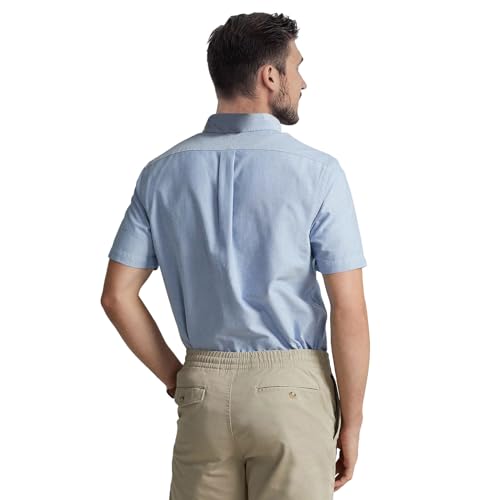 Image of Men's Short Sleeve Oxford Shirt Classic Fit Button Down Cotton | Short Sleeve, Classic Fit, 100% Breathable Cotton, Subtle Chest Embroidery