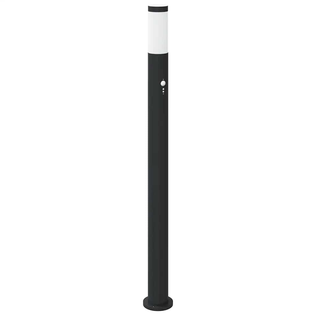 Lampada a colonna in acciaio inox con sensore, altezza 110 cm, IP44, resistente alle intemperie, per esterni, terrazza, vialetto, giardino, con diffusore e sensore di movimento PIR a 120°