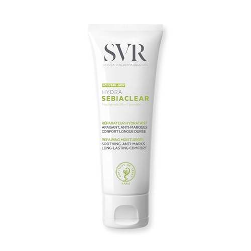 SVR SEBIACLEAR HYDRA - Soothing Hydrating Face Moisturiser for Oily, Acne Prone Skin Sensitised by Drying Acne-Treatments. Reapairing, Non-Comedogenic Cream, 40ml (3662361003594)