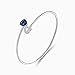 Sterling Silver Double Heart Cuff Bangle Bracelet with Blue Sapphire Flex for Women 7'' (Clearance)