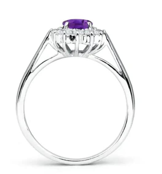 Bague améthyste violette en argent 925, le cadeau d'anniversaire idéal - 3