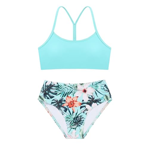 Image of Weixinbuy Girls Swimsuits Bikini Set Kids Bathing Suit Bikini Top Bottom 2Pcs Teen Girls' Swimwear Set