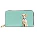 Produktbild JHGFG Mode Handtasche Reißverschluss Brieftasche Entzückende Golden Lab Welpe Fliege Telefon Kupplung Geldbörse Abendkupplung Blockieren Leder Brieftasche Multi Card Organizer