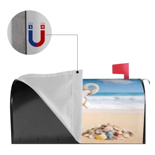 Image of Sea Shells Nautical Anchor Mailbox Cover Magnetic Summer Beach Waterproof Mailbox Wraps Post Letter Box Decor 25.5x21 in