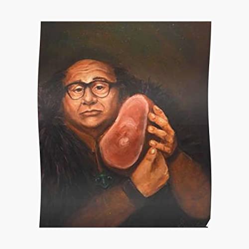Danny Devito and His Beloved Ham Poster, Funny Danny Devito Ham Poster Canvas Wall Art Print Painting Home Decor, Office Decor, Gift for Family and Your Friends