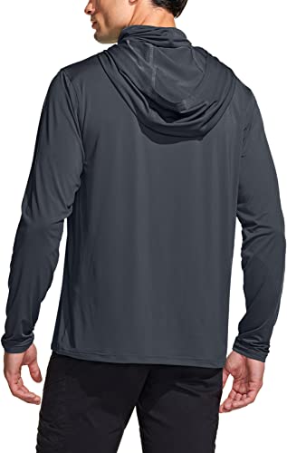 Tsla Men's Long Sleeve Workout Shirts Hoodie With Mask, Upf 50+ Lightweight Dry Fit Sports Outdoor Shirts, Sun Shirts W Hoodie Mask Charcoal, Xx-Large #TOP1