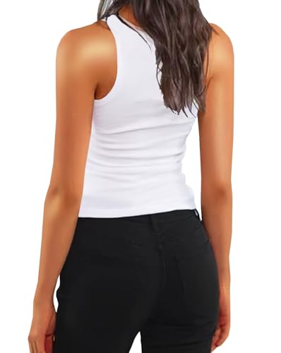 Artfish Women Sleeveless Ribbed Fitted Scoop Neck Full Length Racerback Basic Tank Tops2