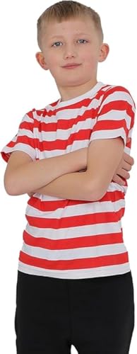 COSHAL® Maglietta a maniche corte a righe T-shirt girocollo Top per ragazzi Camicia in cotone per bambini T-shirt per bambini Top per bambini Scuola Libro Settimana Camicia casual per bambini,