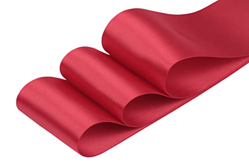 2-1/2" X 25 Yards Double Faced Satin Ribbon Red Polyester Ribbon For Gift Wrapping Wedding Decoration Floral Arrangement Crafts #TOP1