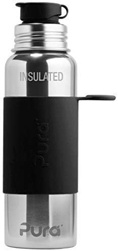 Pura Kiki Stainless Steel Sports Bottle Insulated 22oz/650ml Black, Montyybucks INC