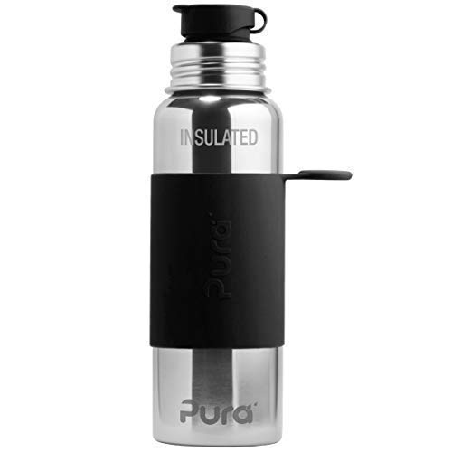 Pura Kiki Stainless Steel Sports Bottle Insulated 22oz/650ml Black, Montyybucks INC