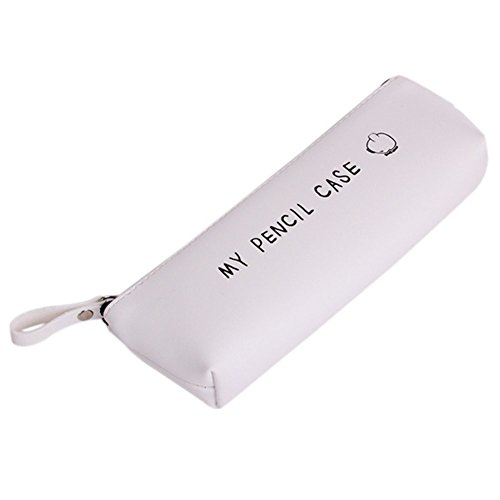 Fashion My Pencil Case - Estuche de piel sintética con letra impresa, para estudiantes, artículos de papelería, bolsa de maquillaje longyitrade, color White 19 cm