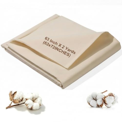 100% Cotton Muslin Fabric 63 Inch x 2 Yards Unbleached Natural - 3 oz/sq yd Light Weight Cloth for Draping, Pattern Making, Garment Sewing, Quilting, Home Decor & DIY Crafts (Natural, 2 Yards)