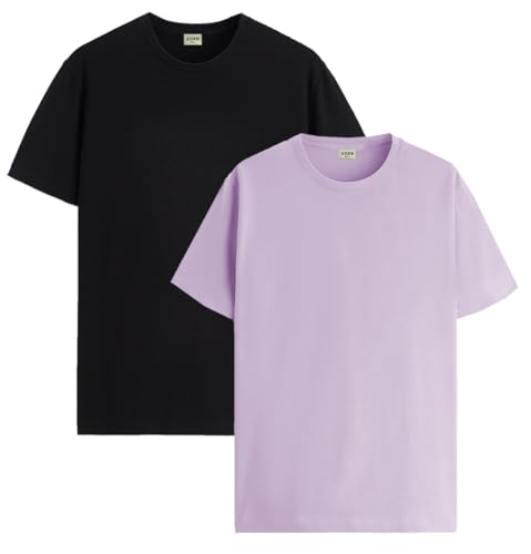 Image of ADRO Men's Cotton Regular Fit Combo Plain Solid T-Shirt Pack of 2