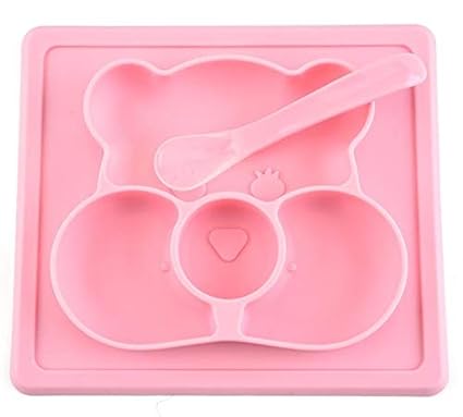 NILKANTH - Baby Placemat Silicone Feeding Plate for Toddlers, Easily Wipe Clean (Pink)