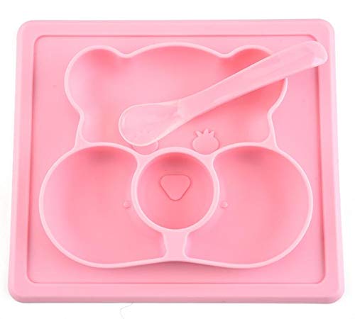 HARI - Baby Placemat Silicone Feeding Plate for Toddlers, Easily Wipe Clean (Pink)