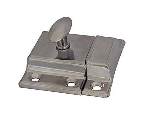 QCAA Oval Turn Cabinet Latch, for Cupboard & Other Furniture, Large, Satin Nickel, 4 Pack, Made in Taiwan