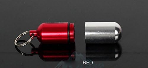 2 Pack Waterproof Pill Fob Medium Size Keychain Pill Holder, Charm Pendant Emergency Aspirin Holder, EDC Accessory Pill Case Capsule(Blue + Red)