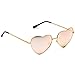WearMe Pro Women Metal Heart Frame Mirror Lens Cupid Heartshape Sunglasses (Mirror Pink Lens, 55)