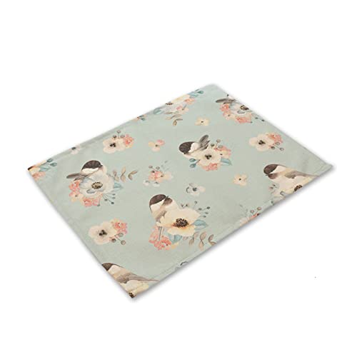 LIUYI 1 unid patrón de pájaro Cocina placemat algodón Twist Mesta Mesa de Comedor Mat Mat Coaster Cound Coaster 42 * 32 cm Decoración for el hogar (Color : MP0097-20) Cover