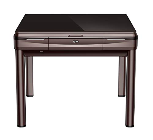 Tryho 宣和电动麻将桌 Dark Brown Walnut Simple Style 4-Legged Automatic Mahjong Table With 36Mm No-Numbers Tiles (Green+Blue) Hard Tabletop Cover Style All Style Fit No More Shuffling,More Rounds #TOP2