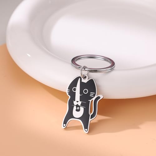 Yeedim Kawaii Gothic Cat Keychain For Women Men Teens - Whimsical Novelty Keychain And Cool Gifts For Cat Dad Mom Catty Lovers And Bestie - Backpack Purse Charm Perfect For Valentine'S Day — view 3