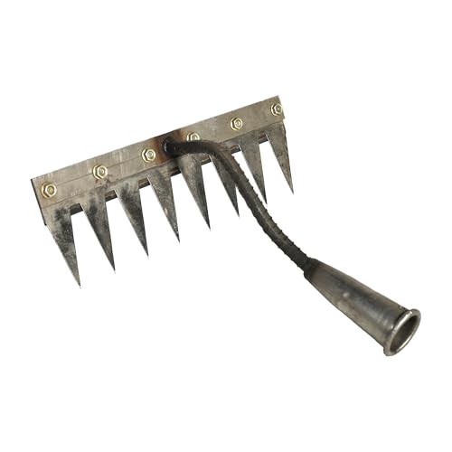 Image of Anandi Green's 8 Teeth Garden Rake Heavy Duty Carbon Steel Rake Handle for Soil Loosening, Weeding, Lawn & Yard Cleaning Multipurpose Outdoor Gardening Tool for Home Farm & Agricultural Use