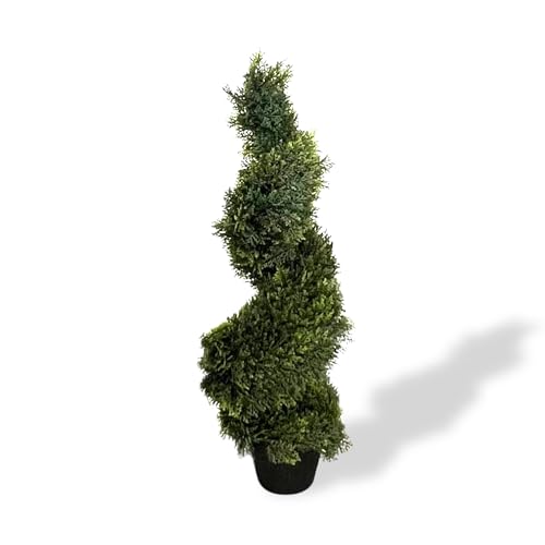 XBrand 35.4 inches Artificial Cypress Spiral with Pot – Realistic Faux Topiary Plant for Indoor & Outdoor Garden Décor, Durable UV-Resistant and Low Maintenance Option by XBrand - Used condition - US$65.13