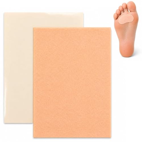Moleskin Fleecy Web Chiropody Felt - Thickness: 2mm - Pack of 2 Sheets (22.5cm x 10cm) Foam Padding Self Adhesive Felt for Corns Ulcers and Blisters - Foot Dressing Podiatry Felt