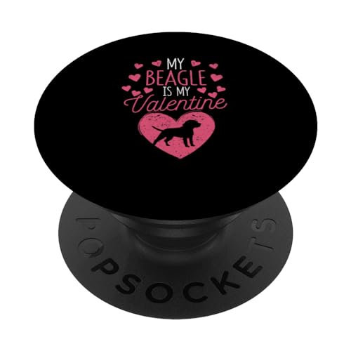 Funny Valentine's Day Dog Lover My Beagle Is My Valentine PopSockets Swappable PopGrip, Black