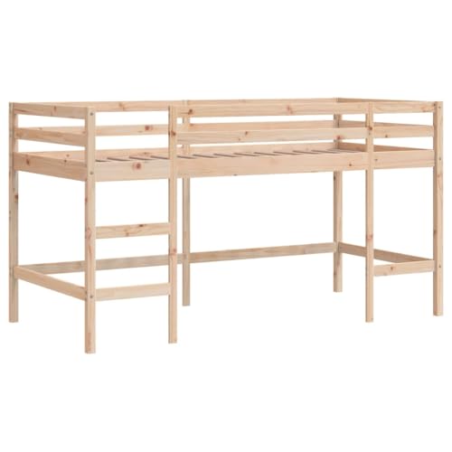 vidaXL Lit Mezzanine Enfants Échelle, Lit Surélevé pour Enfants, Meuble de Rangement Chambre, Moderne, Marron 90x200 cm Bois Pin Massif