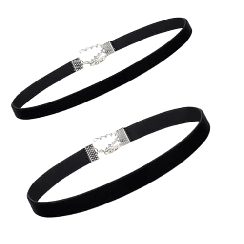 KWKPR 2 Pezzi Girocolli Collane Choker in Velluto Girocollo di Nastro Nero per Donne Ragazze, Stretch Collare Tatuaggio Collana Collare Stile