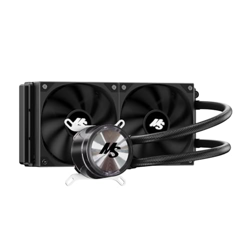 Image of Minorsonic CPU Cooler 240mm Aio, Liquid Cooler CPU Low-Noise AMD AM5 /AM4, Refrigeracion Liquida Water Cooling Systems, Intel LGA 1851 /1700 PC Water Cooler 2 x 120 mm PWM Fans Black