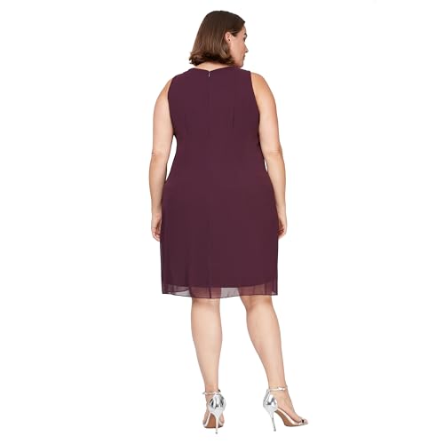 Image of S.L. Fashions Women's Plus Size Chiffon Tier Jacket Dress with Beading Detail