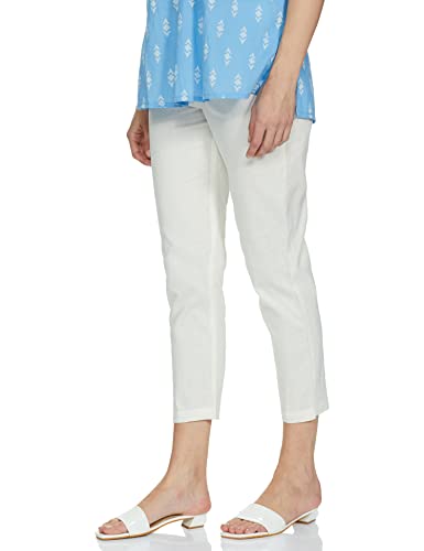 Image of W for Woman Cotton Blend Strechable Slim Pants for Women | Cotton Blend Slim Pants for Women | Trousers for Women