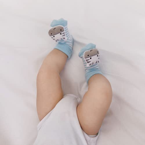 Buba Meias Antiderrapantes Com Chocalho Zebrinha Buba Azul 6-12 Meses