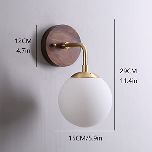 Applique murale en verre globe blanc et métal pour salon moderne