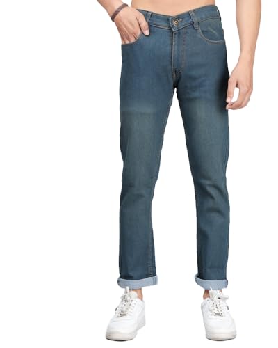 Image of EYEBOGLER Men's Regular Fit Cotton Denim Stretchable Jeans | Stylish, Comfortable, and Fashionable | Full Lenght| Straight Fit | Casual and Flexible