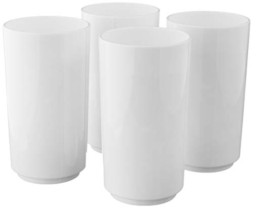 Drinique Tall Unbreakable Highball Glasses (Set Of 4) 14Oz Reusable, Shatterproof, Tritan Plastic Drinking Glasses - White #TOP1
